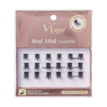 Vluxe by iENVY Real Mink Cluster Lashes Full and Fluffy Extension Look Reusable DIY Salon Result