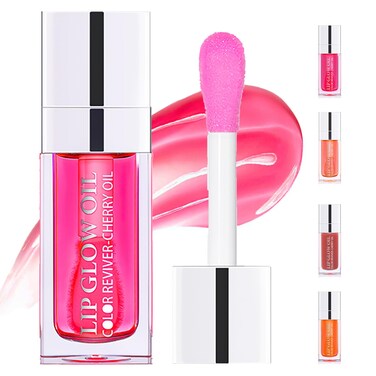 Hydrating Lip Glow Oil Plumping Lip Gloss NoSticky Transparent Moisturizing Lip Balm Natural Lip Plumper Gloss Make Lips Fuller and Moisturizing  Raspberry