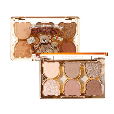 6 Color Eyeshadow Palette Matte  Shimmer Eyeshadows Blendable  Long Lasting Eye Shadow Blendable  Buildable Eye Makeup Cute Bear outer packaging