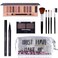 All in One Makeup Kit12 Colors Nude Shimmer Eyeshadow Palette Waterproof Black Eyeliner Pencil Duo Pressed Eyebrow Powder Kit 5 Brushes With Quicksand Cosmetic Bag Gift Set