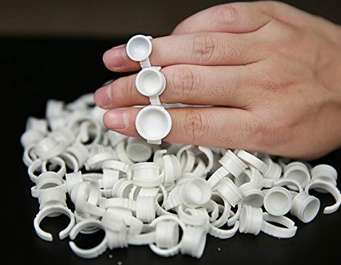 Pigment Rings  100PCS Tattoo Rings Cups Disposable Makeup Rings Tattoo Glue HolderTattoo Ink Ring Adhesive Makeup Glue Rings Palette Plastic Nail Art Eyelash Extension Rings Medium 100pcs