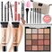 Makeup Set for Girls Teens Women Full Face Makeup Kit Travel Makeup Kit Makeup Present Set Eyeshadow Foundation Blusher Counter Stick Pencil Eyeliner Lip Gloss Makeup Brushes Sponge Bag