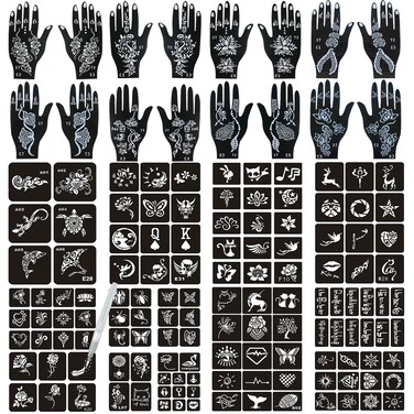 Henna Tattoo Stencils 138 PCS 24 Sheets Airbrush Tattoo TemplatesReusable Tattoo Stencils Kit for Women Teens GirlsDIY Tattoo StencilsBody Art Stencils