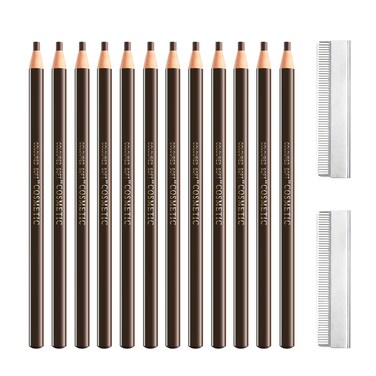 12 Pcs Dark Brown Eyebrow Pencil SetPull Cord Peeloff Brow Pencil For Marking Filling And Outlining Tattoo Makeup And Microblading Supplies KitWaterproof and Durable Permanent Eyebrow Liners