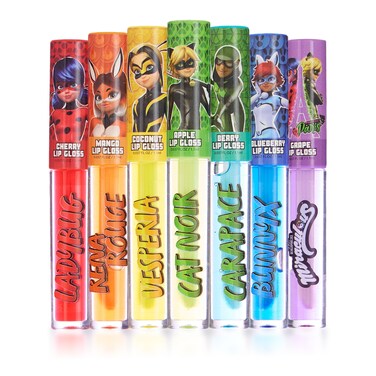 Miraculous7pc Lip Gloss Set  Zag Heroez Lipgloss Collection Featuring Exciting Fruit Flavors  Precision Applicator Lip Gloss Tubes With Wand