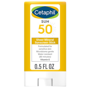 Cetaphil Sheer Mineral Sunscreen Stick for Face  Body 05oz 100 Mineral Sunscreen Zinc Oxide  Titanium Dioxide Broad Spectrum SPF 50 For Sensitive Skin