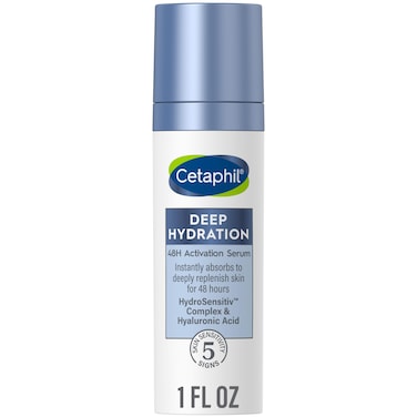 Cetaphil Deep Hydration Fragrance Free 48 Hour Activation Serum 1 fl oz 48Hr Dry Skin Face Moisturizer for Sensitive Skin With Hyaluronic Acid Vitamin E  B5 Dermatologist Recommended