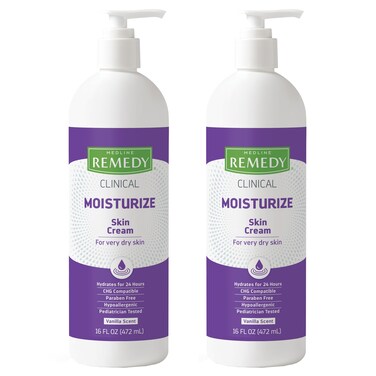 Medline RemedyClinical Skin Cream Vanilla Scent 16 fl oz 2 Count Moisturizing Face and Body Cream for All Ages Paraben  Sulfate Free Quick Absorbent Formula Hypoallergenic Skin Moisturizer