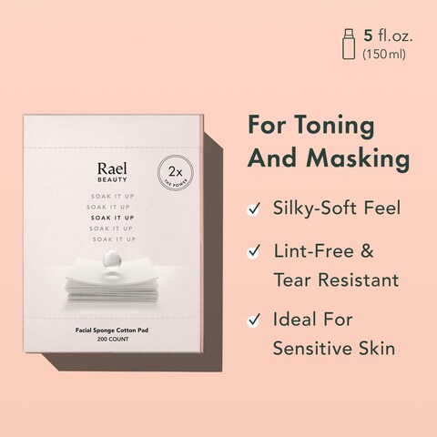 RaelSkin Care Cotton Pads for Face  Facial Sponge Pads Square Cotton Pads for Face Toner Makeup Remover and Facial Cleansing Lint Free Soft and Thin Rayon 200 Count
