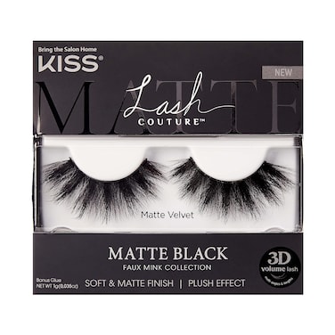 KISS Lash Couture Faux Mink 3D Matte False Eyelashes Matte Velvet 16 mm Includes 1 Pair Of Lash Contact Lens Friendly Easy to Apply Reusable Strip Lashes