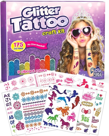 PURPLE LADYBUGTemporary Glitter Tattoo Kit  175 No Mess Glitter Tattoos for Kids Girls Birthday Gifts Age 810 Birthday Gift 6 7 8 9 10 year old Girls Sleepover Stuffs Halloween Crafts for Kids