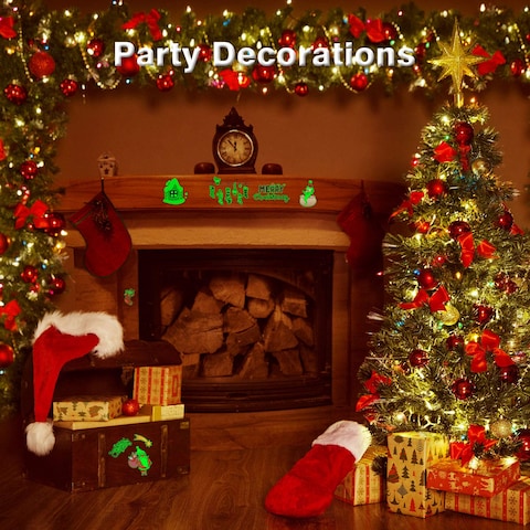 Partywind 10 Sheets Luminous Merry Christmas Temporary Tattoos for Kids Christmas Party Decorations Supplies Favors