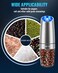 Gravity Electric Pepper and Salt Grinder Set Salt and Pepper Mill  Adjustable Coarseness Battery Powered with LED Light One Hand Automatic Operation Stainless Steel SetSilver