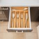 Umilife Bamboo Kitchen Drawer Organizer 9 Inch Silverware Utensils Tray Holder for Small Drawer Wood Caddy for Flatware Cutlery Knives