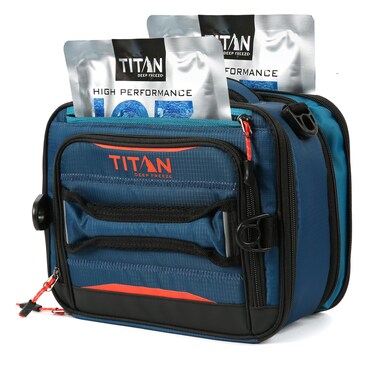 Arctic Zone Titan Deep Freeze Fridge Cold Expandable Insulated Horizontal Lunch Pack with 2X 250g High Performance Ice Walls Blue