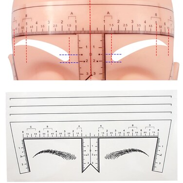 50pcsPack Eyebrow Ruler with Brow Shape Disposable Microblading Ruler Sticker Adhesive Brows Positioning Measure Tool