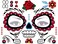 Day of Dead Face Tattoos 6Sheet Sugar Skull Tattoos Temporary Stickers and 3Sheet Fake Floral Black Skeleton Web Full Face Mask Tattoo for Women Girls Kids Holloween Face Makeup