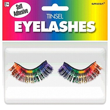 Amscan Rainbow Tinsel False Eyelashes  05 x 1 1 Pair  Stunning Lashes For Parties  Festivals