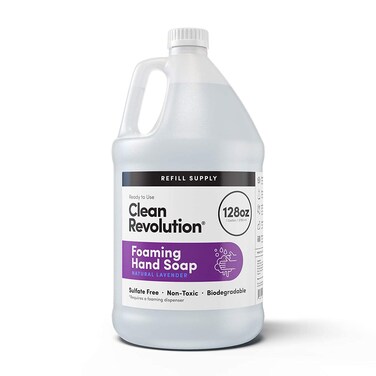Clean Revolution Foaming Hand Soap Refill Supply Container Ready to Use Formula Natural Lavender Fragrance 128 Fl Oz