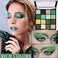 16 Colors Glitter Green Eyeshadow PaletteShimmer Matte Eyeshadow Makeup Palette Pallet Highly Pigmented Waterproof Smokey Powder Pressed Eye Shadow Palette