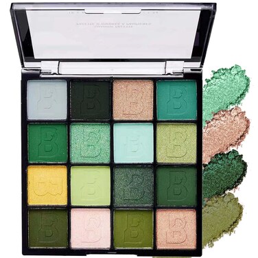 16 Colors Glitter Green Eyeshadow PaletteShimmer Matte Eyeshadow Makeup Palette Pallet Highly Pigmented Waterproof Smokey Powder Pressed Eye Shadow Palette