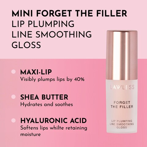 LAWLESS Mini Forget the Filler Lip Plumping Line Smoothing Gloss  Rosy Outlook  Premium Volumizing Lip Gloss with Natural Ingredients Designed to Plump Firm and Hydrate Lips  0058 oz