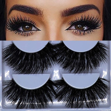 5 Pairs 3D Mink Lashes Natural Fluffy False Eyelashes 25mm Long Strip Lashes Handmade CrueltyFree Fake Eyelashes for Makeup K02