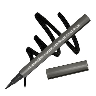 Mirabella Black Magic Marker Waterproof Liquid Eyeliner LongLasting SmudgeProof Matte Black Eyeliner with Felt BrushTip for Precise Controlled Application and Antioxidants Vitamin C and E