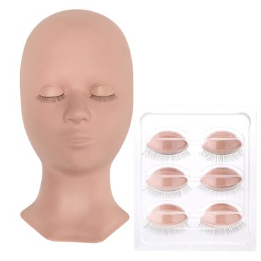 Pretty memory Lash Mannequin Head Eyelash Mannequin Head with Eyelids Silicone Mannequin Head for Makeup Practice and Lash Extension Training