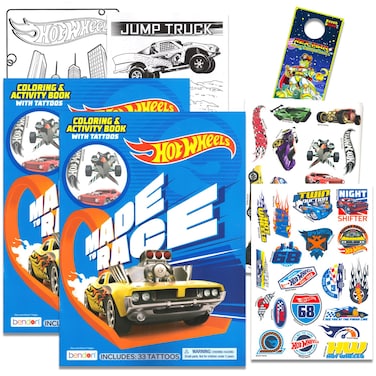 Hot Wheels Tattoos Party Favors for Kids  Hot Wheels Temporary Tattoos for Kids Bundle Includes 50 Hot Wheels Temporary Tattoos for Kids Boys Plus Door Hanger  Hot Wheels Party Supplies