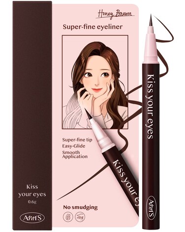 AMTSx True Beauty Edition Waterproof Liquid Brown Eyeliner  Kiss Your Eyes KBeauty  Micro Thin Tip AllDay Wear Sweatproof Easy Glide Fast Drying Long Lasting Agyo eyeliner