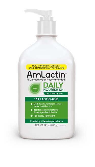 AmLactin Daily Nourish 12  141 oz Body Lotion with 12 Lactic Acid  Exfoliator and Moisturizer for Dry Skin Packaging May Vary