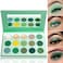 15 Color Green Eyeshadow PaletteHighly Pigmented Green Eyeshadow Matte Shimmer Makeup PalleteLong Wear Waterproof Eye Shadow Pallete Glitter Eyeshadow Pallets for Women