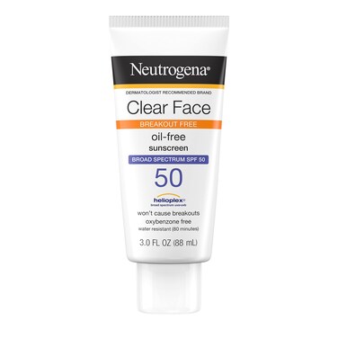 Neutrogena Face Sunscreen Broad Spectrum SPF 50 Clear Face Breakout Free Lotion Fragrance  OxybenzoneFree NonComedogenic 3 Fl Oz