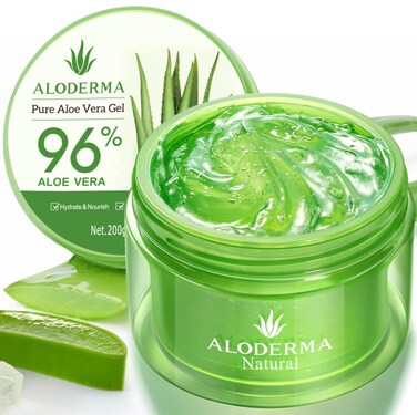 Aloderma Organic Aloe Vera Gel for Face  Body 96 Pure Aloe Gel Made within 12 Hours of Harvest Ideal for Skin Scalp  Hair Hydration Calming Moisturizer for Soothing After Sun Care Relief 7oz
