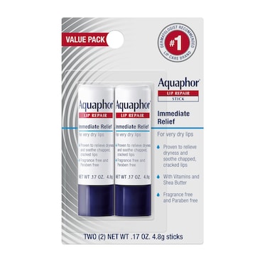 Aquaphor Lip Repair Stick Lip Protectant Moisturizing Lip Balm Multipack 017 Oz 2 Pack