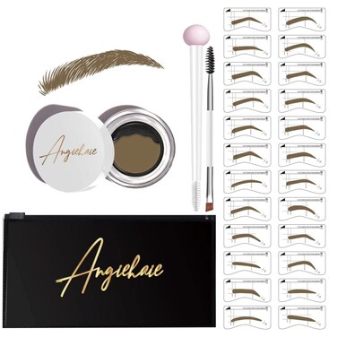 Eyebrow Stamp Stencil Kit Brow Stamp 24 Pieces Eyebrow Stencils Thick and Thin with 2 Dual Ended Brush and Sponge Applicators Perfect Natural Brow Waterproof Blonde