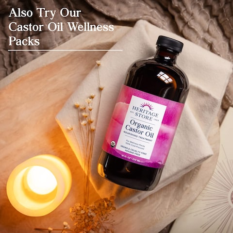 HERITAGE STORE Organic Castor Oil Glass Bottle Cold Pressed Rich Hydration for Hair  Skin Bold Lashes  Brows 32 Fl Oz