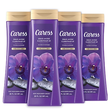 Caress Body Wash for Women Black Orchid  Patchouli Oil Relaxing Fragrant Shower Gel to Relax and Recharge 20 fl oz 4 Pack