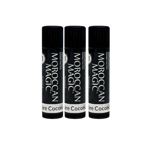 Organic Moroccan Magic Lip Balm 3 Pack  Pure Coconut Lip Balm Set  Chapsticks for Dry Lips  Made with Natural Argan Essential Oils Lip Moisturizer and Vitamin E  Smooth Application NonToxic