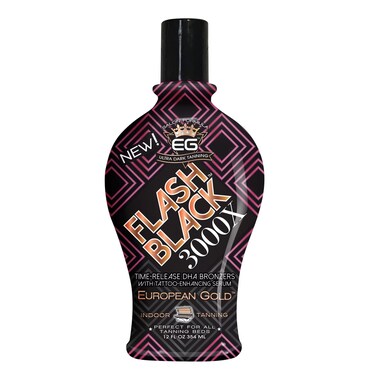 European Gold Flash Black 3000X Indoor Tanning Lotion with TimeRelease DHA Bronzers 12 oz