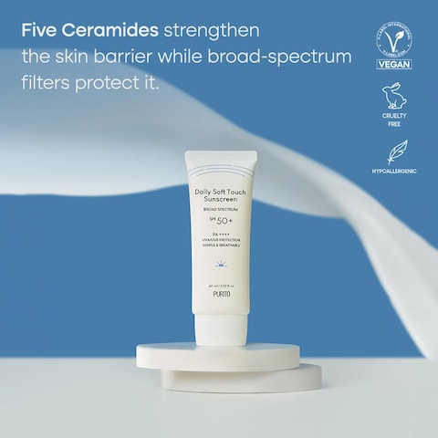 PURITODaily Soft Touch Sunscreen 60ml Face Sunscreen Oil Free UVA  UVB Protection Lightweight and Oil Free Korean Sunscreen For All Skin Type and Vegan  CrueltyFree