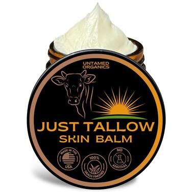 Untamed Organics Just Tallow 100 GrassFed GrassFinished Beef Tallow Balm For Skin Care  Full Body  Face Moisturizer For Sensitive Skin Eczema  AllPurpose Pure Tallow Cream Unscented 2 oz