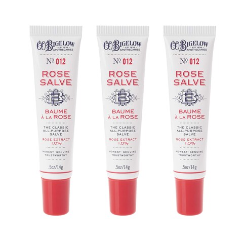 CO Bigelow Rose Salve Lip Balm Tubes 3 Pack All Purpose Salves Moisturizing for Chapped Lips and Dry Skin