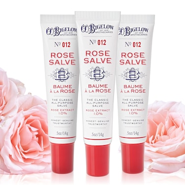 CO Bigelow Rose Salve Lip Balm Tubes 3 Pack All Purpose Salves Moisturizing for Chapped Lips and Dry Skin