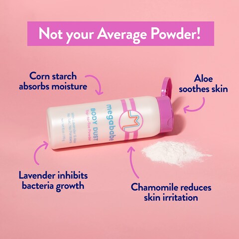 Megababe Sweat Absorbing Body Powder  Body Dust  with Lavender  Aloe  TalcFree All Natural  6 oz