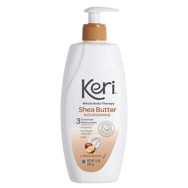 KeriWhole Body Therapy Original Shea Butter Lotion Continuous Moisturization 3 Essential Moisturizers Vitamin E Aloe and Sunflower Seed Oil 15 oz