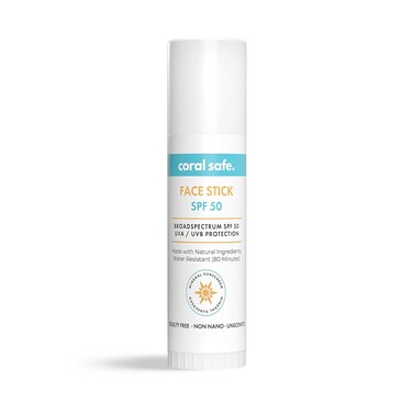 Reef Safe Sunscreen SPF 50 Facestick  Biodegradable Hawaii  Mexico Approve Zinc Vitamin E Oxybenzone  Octinoxate Free Water Resistant Natural Ingredients Made in USA by Coral Safe