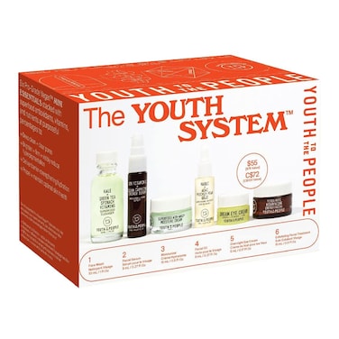Youth To The People The Youth System  6 Piece Set with Superfood Cleanser Face Oil Moisturizer Vitamin C Serum Eye Cream Energy Facial  Vegan Skincare Kit