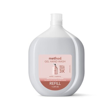 Method Gel Hand Soap Refill Vanilla  Raspberry Biodegradable Formula 34 Fl Oz Pack of 1